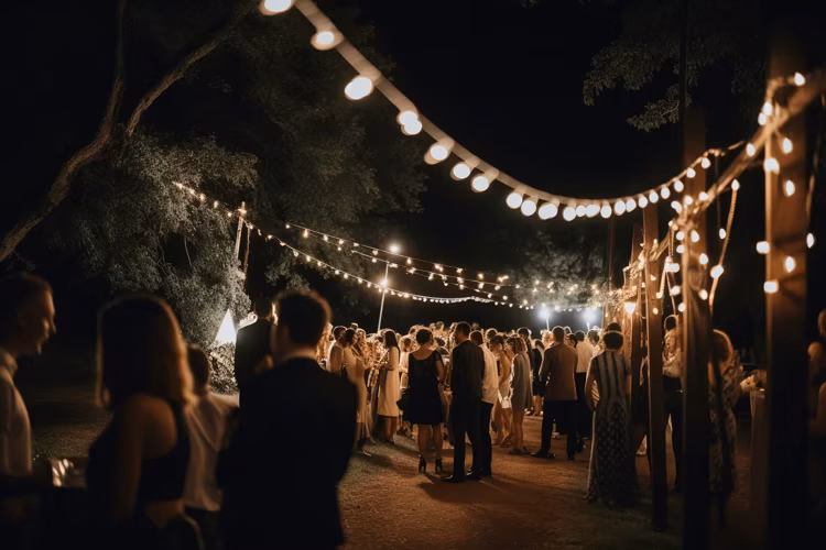 Installation guirlandes guinguettes dans un jardin de mariage : le guide complet avec schémas